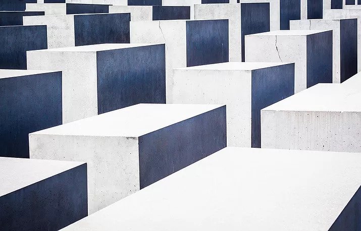 Cemetery Monuments, blue gray and black mist